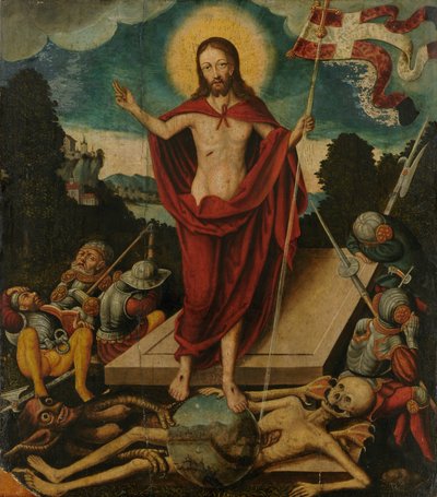 Resurrección de Cristo y el triunfo sobre la muerte y el diablo, 1537 de Lucas school of Cranach